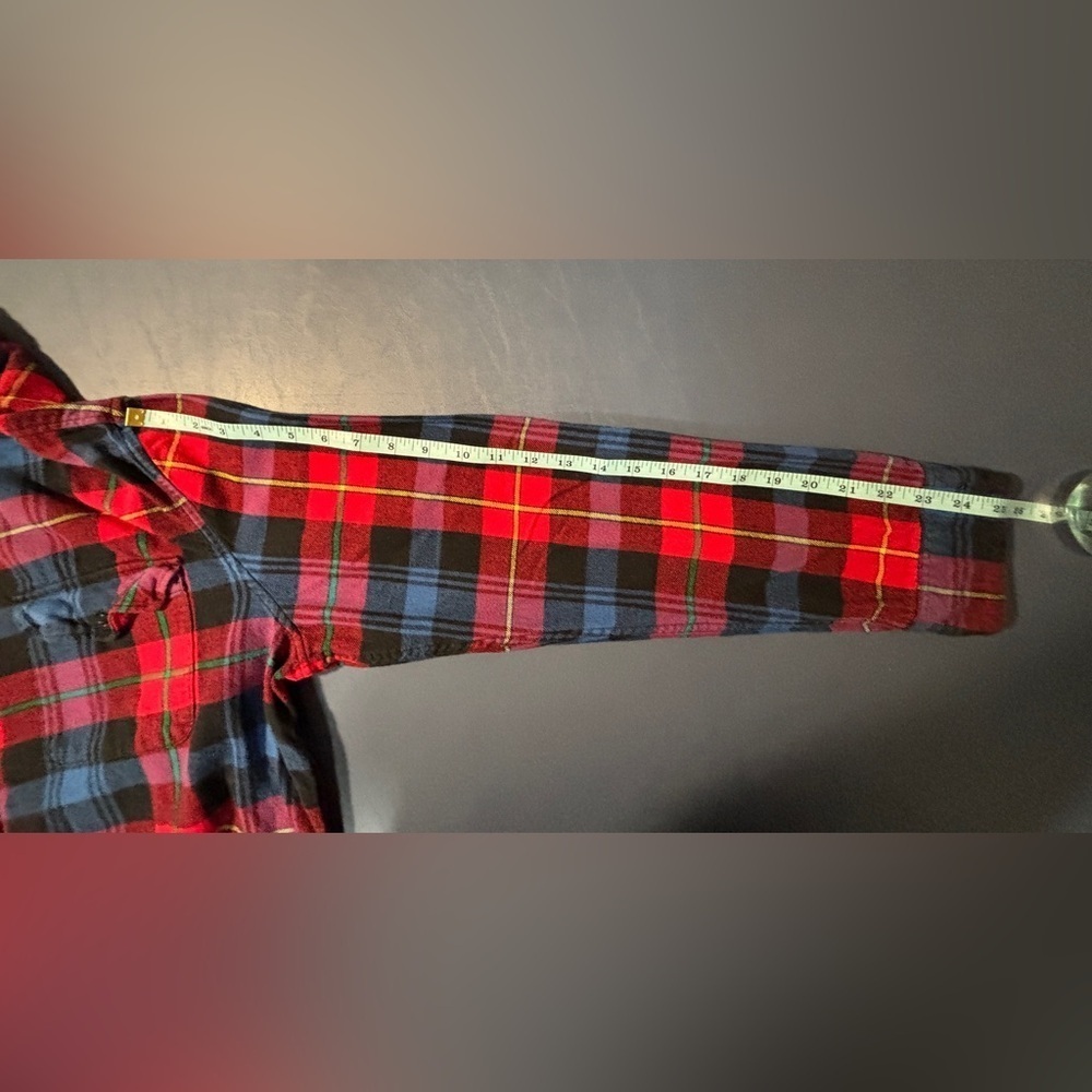 Red and Blue Plaid Flannel Shirt Sz L Grunge  SKU 23 - Picture 5 of 7